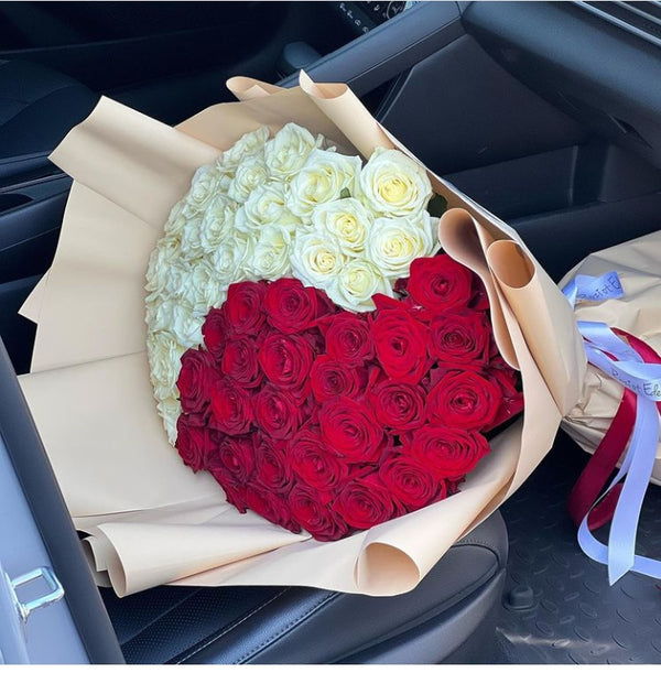 Red and White Roses Bouquet