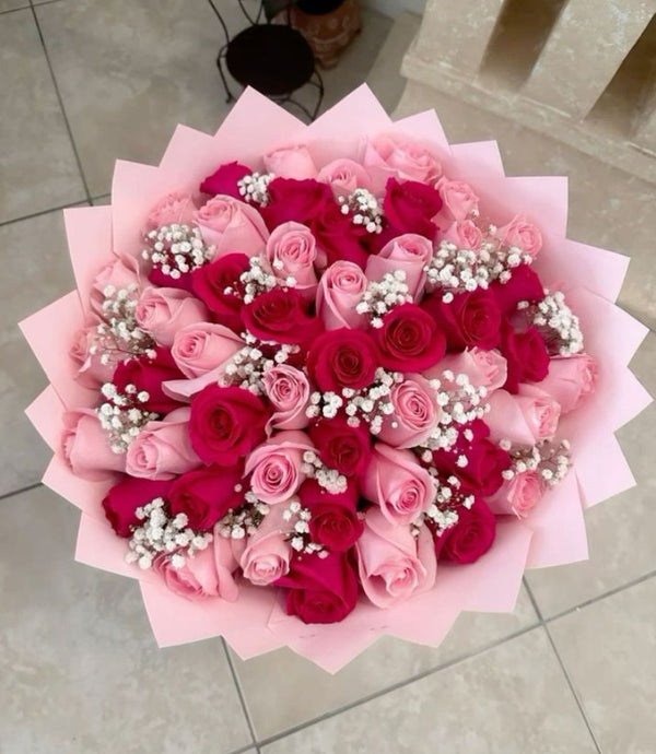 Pink and Red Roses Bouquet – Long Stems