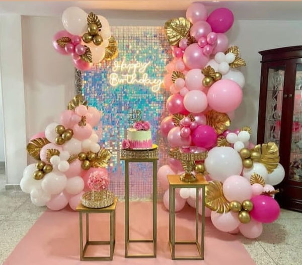 Elegant Birthday Décor with Cake Display Setup