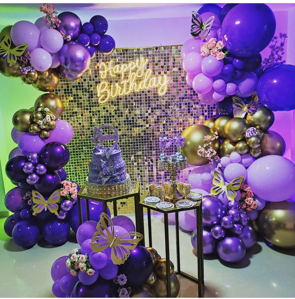 Purple & Gold Butterfly Theme Birthday Décor